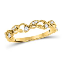 Womens Round Diamond Vine Stackable Band Ring 1/6 Cttw 10kt Yellow Gold - REF-14Y9N