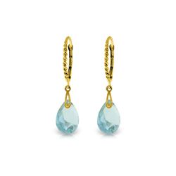 Genuine 6 ctw Blue Topaz Earrings 14KT Yellow Gold - REF-30X6M