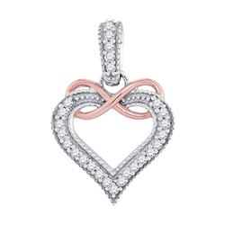 Womens Round Diamond Heart Infinity Pendant 1/10 Cttw 10kt Two-tone Gold - REF-8F9W