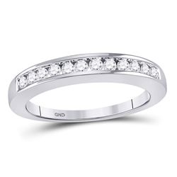 Womens Round Diamond Wedding Channel Set Band 1/4 Cttw Size 5 14kt White Gold - REF-23A5M