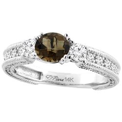 1.55 CTW Quartz & Diamond Ring 14K White Gold - REF-85N5Y