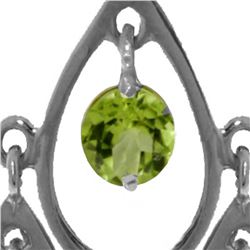 Genuine 1.20 ctw Peridot Necklace 14KT White Gold - REF-30K7V