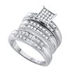 Image 1 : His Hers Round Diamond Square Matching Wedding Set 1/2 Cttw 10kt White Gold - REF-43Y5N