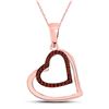 Image 1 : Womens Round Red Color Enhanced Diamond Heart Pendant 1/10 Cttw 10kt Rose Gold - REF-10R5X