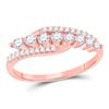 Image 1 : Womens Round Diamond Triple Row Band Ring 1/3 Cttw 10kt Rose Gold - REF-17N5F