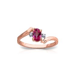 Genuine 0.46 ctw Pink Topaz & Diamond Ring 14KT Rose Gold - REF-28F3Z