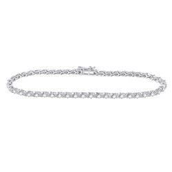 Womens Round Diamond Tennis Bracelet 1 Cttw 10kt White Gold - REF-60R9X