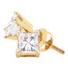 Image 1 : Unisex Princess Diamond Solitaire Stud Earrings 7/8 Cttw 14kt Yellow Gold - REF-109R5X