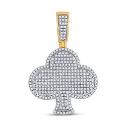 Mens Round Diamond Clover Charm Pendant 3/4 Cttw 10kt Yellow Gold - REF-39X5A