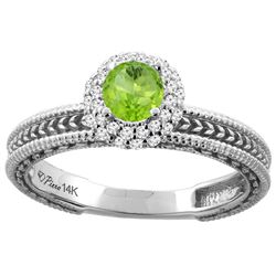 0.67 CTW Peridot & Diamond Ring 14K White Gold - REF-53M3K