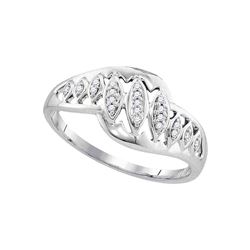 Womens Round Diamond Striped Openwork Band Ring 1/20 Cttw 10kt White Gold - REF-10R9X