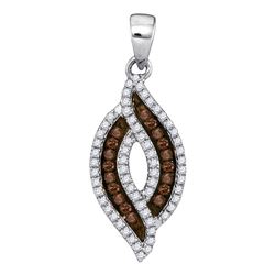 Womens Round Brown Diamond Fashion Pendant 1/3 Cttw 10kt White Gold - REF-15Y9N