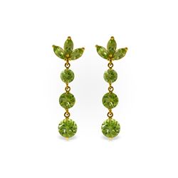 Genuine 8.7 ctw Peridot Earrings 14KT Yellow Gold - REF-53V6W