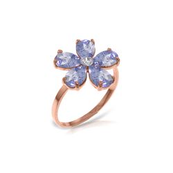 Genuine 2.22 ctw Tanzanite & Diamond Ring 14KT Rose Gold - REF-52R3P