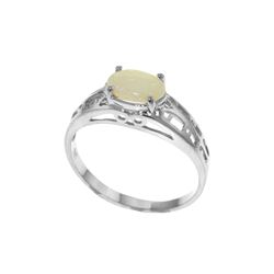 Genuine 0.45 ctw Opal Ring 14KT White Gold - REF-29M7T