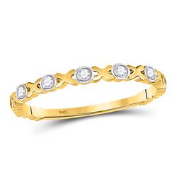 Womens Round Diamond XOXO Love Stackable Band Ring 1/12 Cttw 10kt Yellow Gold - REF-10M5H