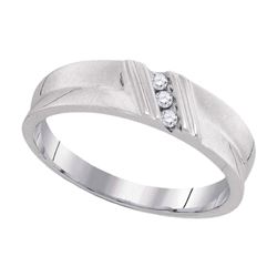 Mens Round Diamond Wedding Band Ring 1/20 Cttw 10kt White Gold - REF-20N9F