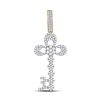 Image 1 : Mens Round Diamond Key Charm Pendant 1-1/4 Cttw 10kt Yellow Gold - REF-60M9H