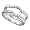 Image 1 : Womens Round Diamond Ring Guard Wrap Ring Guard Enhancer 1/3 Cttw 14kt White Gold - REF-46R5X