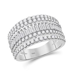 Womens Baguette Diamond Modern Cocktail Band Ring 1 Cttw 14kt White Gold - REF-89F5W