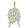 Image 1 : Mens Round Diamond Jesus Face Charm Pendant 1-1/4 Cttw 10kt Yellow Gold - REF-54W5K