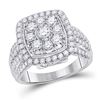 Image 1 : Womens Round Diamond Right Hand Cluster Cushion Ring 1-1/2 Cttw 14kt White Gold - REF-120W5K