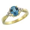 Image 1 : 1.06 CTW London Blue Topaz & Diamond Ring 10K Yellow Gold - REF-28H5M
