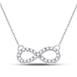 Womens Round Diamond Infinity Pendant Necklace 1/5 Cttw 10kt White Gold - REF-20Y5N