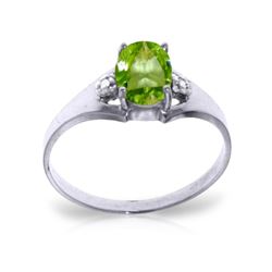 Genuine 0.76 ctw Peridot & Diamond Ring 14KT White Gold - REF-20A8K