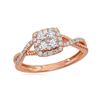 Image 1 : Womens Round Diamond Square Cluster Twist Ring 1/2 Cttw 14kt Rose Gold - REF-47Y9N