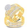 Image 1 : His Hers Round Diamond Halo Matching Wedding Set 5/8 Cttw 10kt Yellow Gold - REF-52H9R