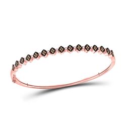 Womens Round Brown Diamond Stackable Bangle Bracelet 1/2 Cttw 10kt Rose Gold - REF-49X9A