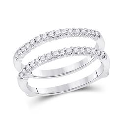 Womens Round Diamond Wrap Ring Guard Enhancer 3/8 Cttw 14kt White Gold - REF-39X9A