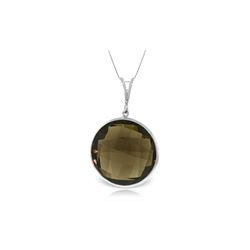 Genuine 17 ctw Smoky Quartz Necklace 14KT White Gold - REF-39T4A