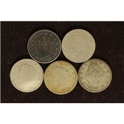 1890, 1892, 1893, 1895 & 1896 LIBERTY "V" NICKELS