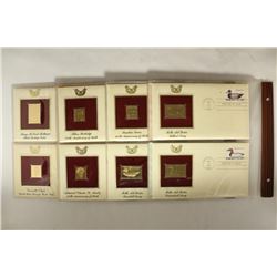 8 1ST DAY OF ISSUE ENVELOPES WITH 22KT GOLD PLATED