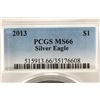 Image 3 : 2013 AMERICAN SILVER EAGLE PCGS MS66 TONED