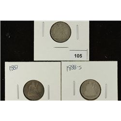 1883, 1887 & 1888-S SEATED LIBERTY DIMES