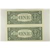 Image 2 : 2-2003-A $1 FRN'S LOW CONSECUTIVE SERIAL 'S UNC
