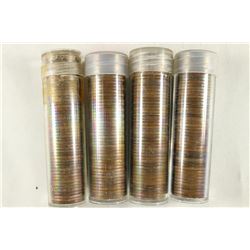 4 SOLID DATE ROLLS OF CANADIAN CENTS 1952, 1953,