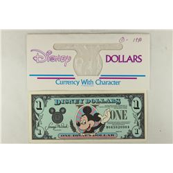 1990 DISNEY DOLLAR "MICKEY" CRISP WITH ONE FOLD