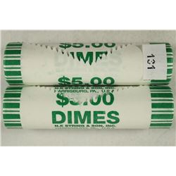 2-$5 ROLLS OF 2009-D ROOSEVELT DIMES BRILLIANT UNC