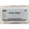 Image 3 : 1885 MORGAN SILVER DOLLAR PCGS MS65