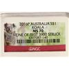 Image 3 : 2016-P AUSTRALIA KOALA SILVER DOLLAR NGC MS70