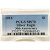 Image 3 : 2016 AMERICAN SILVER EAGLE PCGS MS70 30TH