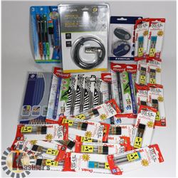 LARGE LOT OF NEW PENS, PENCIL REFILLS