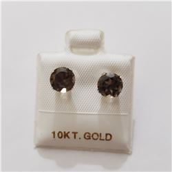 10K WHITE GOLD SMOKEY QUARTZ(1.8CT)  EARRINGS