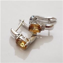 SILVER CITRINE(2CT)  EARRINGS