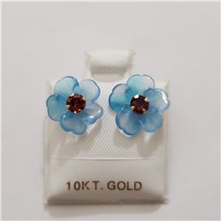 10K YELLOW GOLD GARNET AND CHACLCEDONY