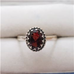 SILVER GARNET  RING (~SIZE 6,8,9.5)